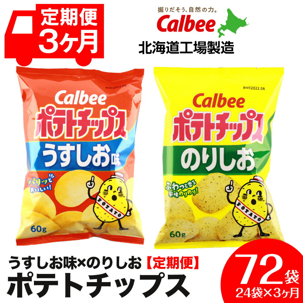 【ふるさと納税】【 定期便 3カ月 】 カルビー ポテトチップス ＜ うすしお × のりしお ＞12袋入 各1箱《北海道工場製造》 ポテチ ポテト お菓子 スナック calbee 食べ比べ 千歳 北海道北海道ふるさと納税 千歳市 ふるさと納税【北海道千歳市】