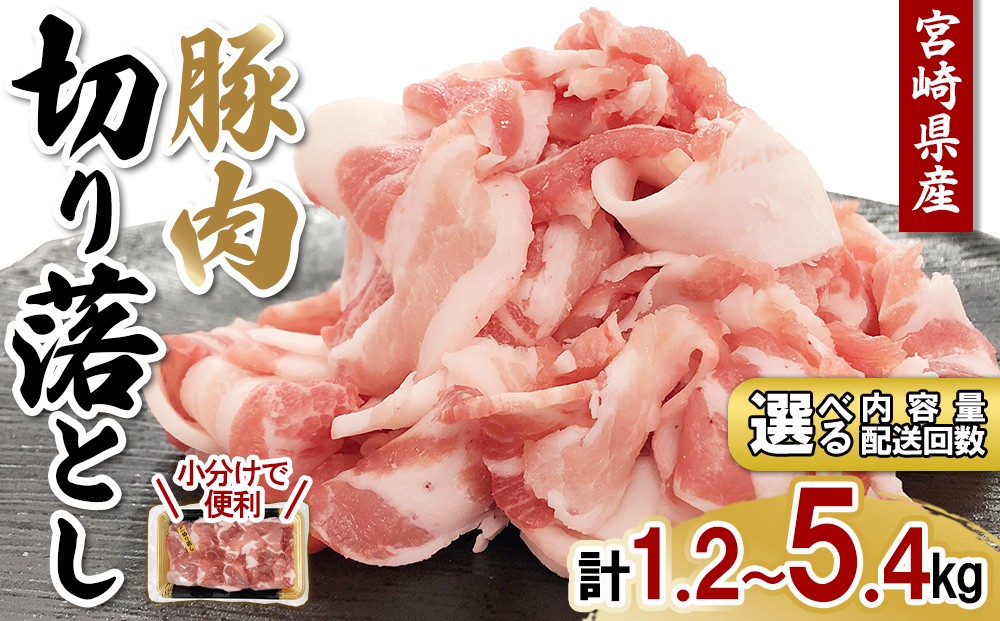 
                  宮崎県産 豚肉 切り落とし【選べる内容量・定期便】300gずつの真空小分けパック（1.2kg〜5.4kg）
                