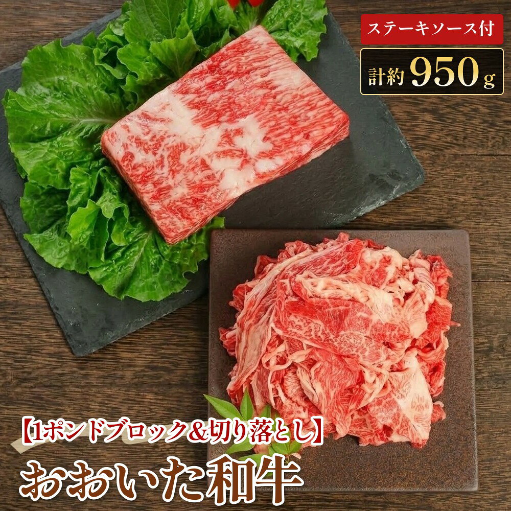 【ふるさと納税】【ブロック ＆ 切り落とし】 おおいた和牛 1ポンドブロック 約450g・切り落とし 約500g