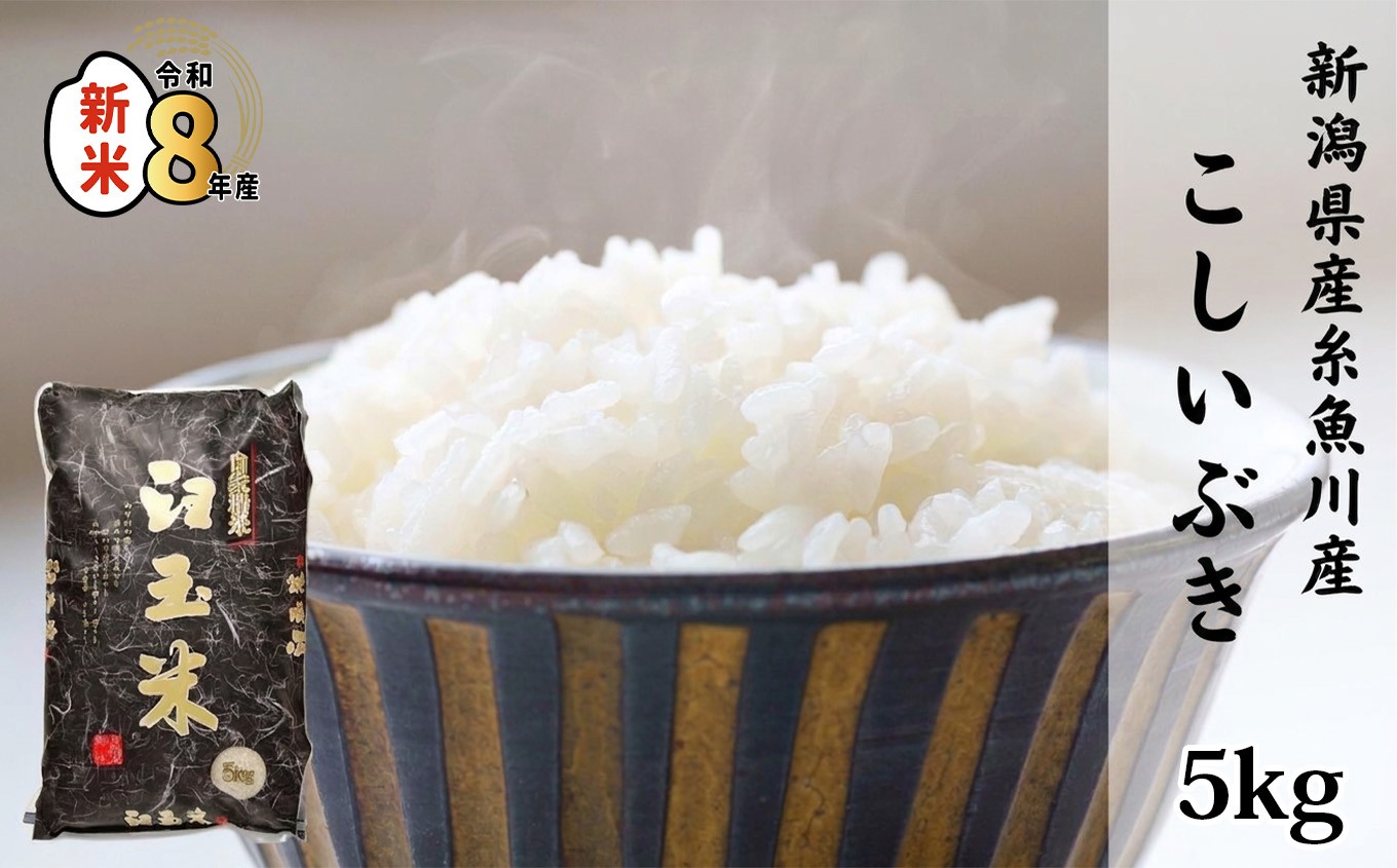
                  【令和8年産新米】新潟県産こしいぶき『臼玉米』5kg 2026年産 木島米穀店【新潟県 糸魚川市 米 お米 白米 こめ コメ コシイブキ ご飯 ライス ふるさと納税米 お弁当 おにぎり 5キロ 精米 食品 新潟県 糸魚川産 2026年産 食品 人気 おすすめ】
                
