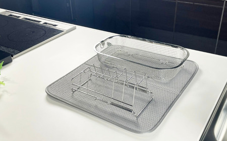 すっきり暮らすセット（浅型+ディッシュラック+マット） 水切りかご ステンレス 食洗機対応 燕三条製 [ビーワーススタイル] 【017S148】