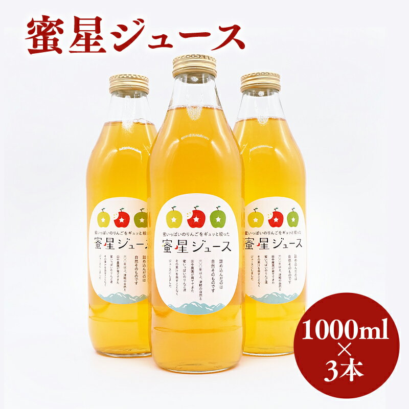 【ふるさと納税】 100年の歴史 蜜星ジュース 1L×3本 林檎 林檎ジュース フルーツ 果物 アップル 青森県 平川市 平川市産 お取り寄せ 果汁 100% リンゴジュース ジュース 贈答 オリジナル ミックス 飲料 田中農園 レビューキャンペーン
