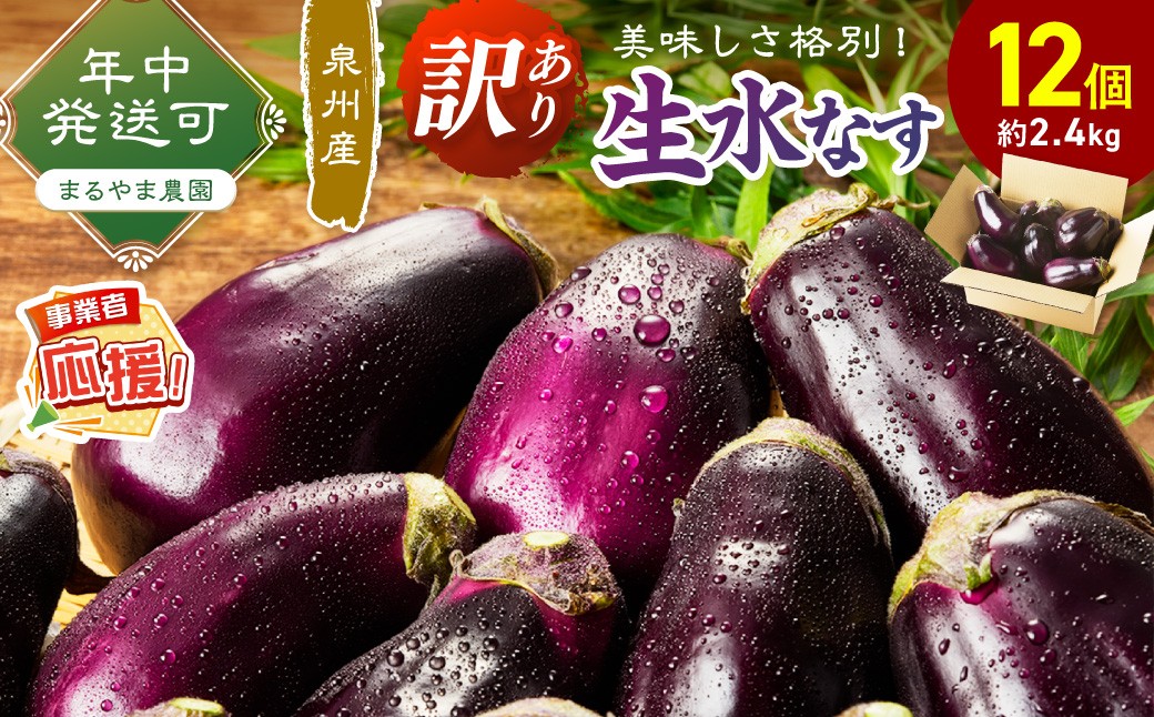 
                  まるやま農園 泉州生水なす訳あり品 12個入り【ふるさと納税3.0】【087D-127】
                