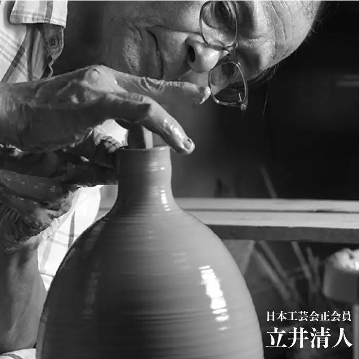 【波佐見焼】作：立井清人 練象嵌細首花瓶 花瓶 木箱入り 食器 皿 【治甫窯】【くらわんか】 [AA24]  波佐見焼