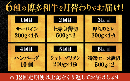 【全12回定期便】博多和牛 贅沢 食べ比べ 4人前 ( ステーキ すき焼き しゃぶしゃぶ ハンバーグ )  桂川町/久田精肉店 肉 和牛 牛 精肉[ADBM159]