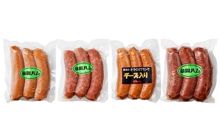 【草岡ハム】手づくりフランクフルト4種詰合せ（プレーン・さくら(馬肉)・チーズ・行者菜） F2Y-6689