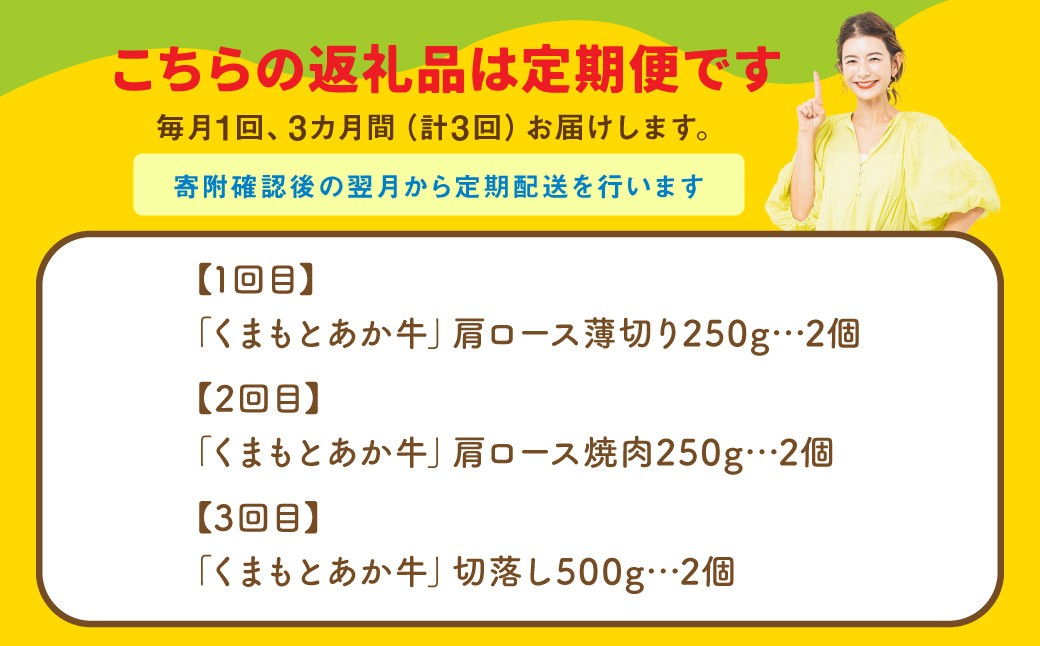 【年3回連続定期便】スザンヌが選ぶ熊本ギフト くまもとあか牛定期便3ヶ月