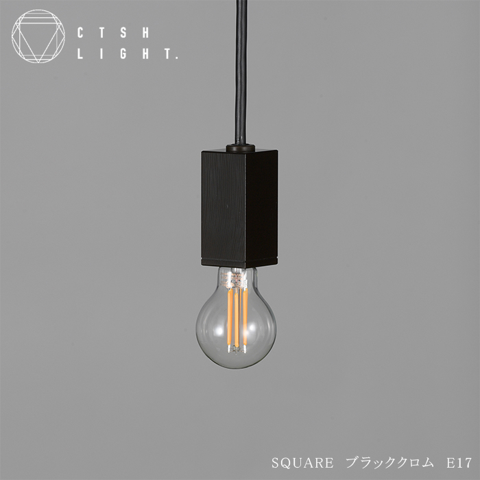 
            CTSH LIGHT. ペンダントライト＜SQUARE ブラッククロム E17＞ 瑞浪市 / ジオニック 照明器具 ソケット 鉄 ブラック [AZBQ091]
          
