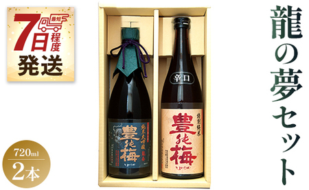 土佐の素材100%！龍の夢セット720ml×2本【日本酒 純米大吟醸 日本酒 酒 純米大吟醸酒 純米酒】 gs-0087