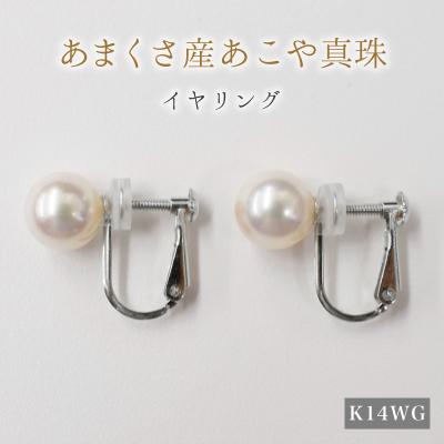 ふるさと納税 天草市 8-8.5mmあこや真珠 パールイヤリング F:シリコン小 K14WG 直結_S085-333A