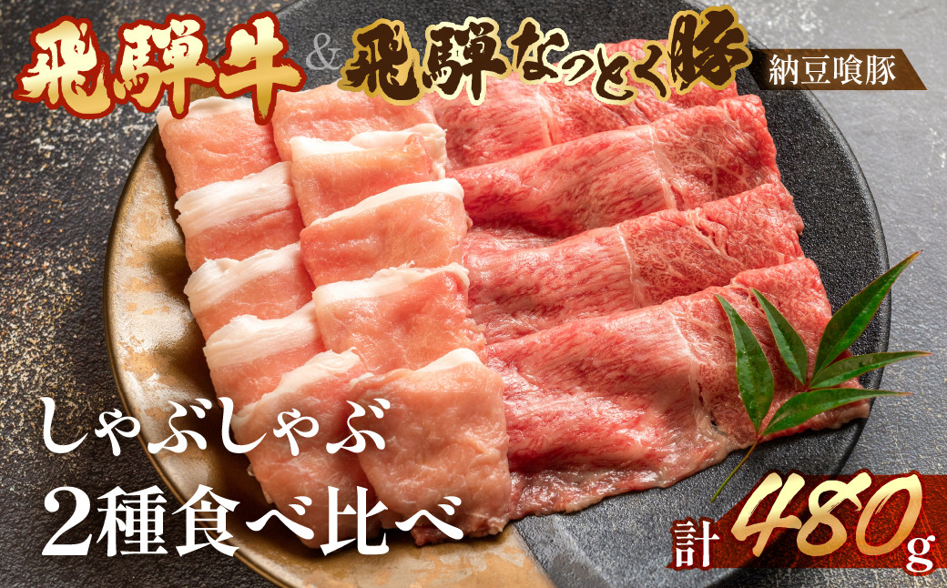 
飛騨牛ももと飛騨納豆喰豚ロースのしゃぶしゃぶセット 各240g（計 480g）【冷凍】豚肉 なっとく豚 国産 下呂温泉 ブランド牛 牛肉
