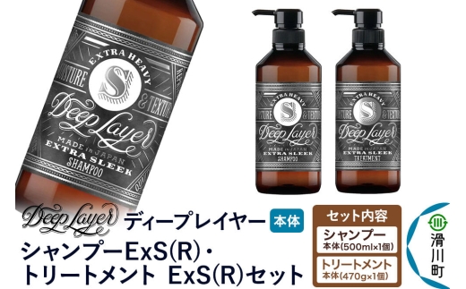 DeepLayer ディープレイヤー シャンプー ExS (R) 500mL×1個・トリートメント ExS (R) 470g×1個 セット [まとまり パサつき なめらか 手触り スルスル髪 ふんわり 細毛 軟毛 ダメージ毛 ブリーチ毛 リンス コンディショナー]