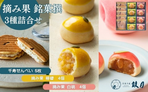 
                  【鼓月】摘み果銘菓撰3種詰合せ｜京都 和菓子 有名店 人気セット 和菓子［ 京都 老舗 和菓子 千寿せんべい 有名店 人気 おすすめ お菓子 スイーツ お取り寄せ 通販 ギフト プレゼント 贈答 送料無料 ふるさと納税 ］
                