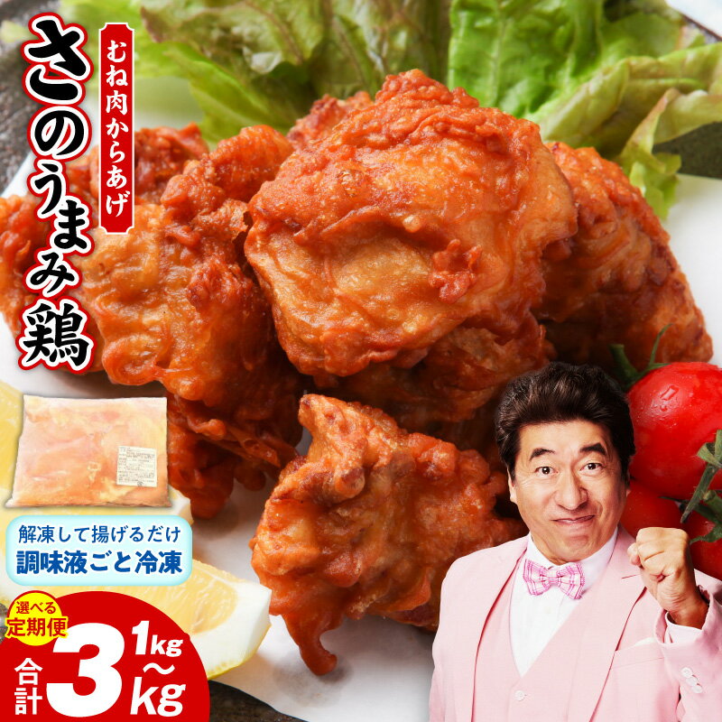 【ふるさと納税】さのうまみ鶏 サクっと しっとり からあげ むね肉 定期便 1kg / 2kg / 3kg 下処理不要 時短調理 味付き ヘルシー 高たんぱく 鶏むね肉 鶏肉 熟成 うまみ出汁 柔らかい お肉 おかず お弁当 おつまみ 惣菜 毎日食材 肉 冷凍 泉佐野市 送料無料 肉の泉佐野