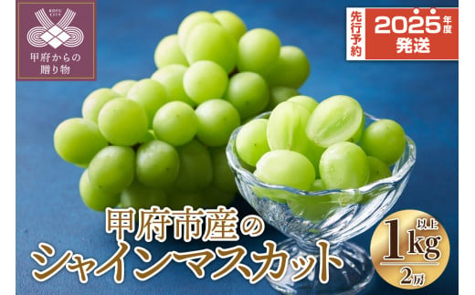 〈総合1位獲得!!〉【先行予約・数量限定】〈2025年度配送分〉甲府市産 シャインマスカット 2房（1.0kg以上）シャインマスカット 山梨 県産 先行予約 2025年 ぶどう フルーツ 2房 冷蔵 生産量 日本一 甲府 市産 1kg以上 フルーツ王国山梨 2025年8月下旬～10月上旬にかけて順次発送