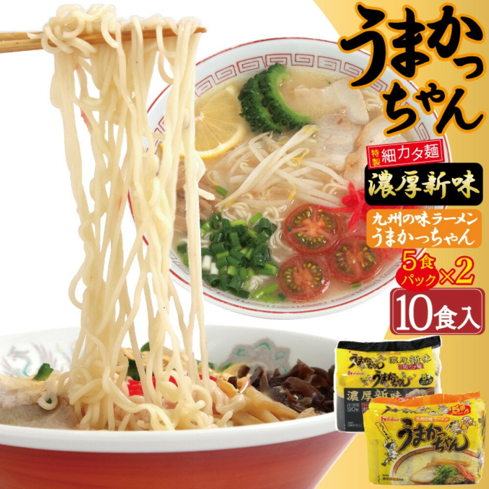 【ふるさと納税】うまかっちゃん 2種 10食 セット （定番5袋＆濃厚新味 5袋） | 福岡県 大川市 福岡県大川市 ふるさと 納税 食べ物 とんこつラーメン 博多ラーメン 豚骨 拉麵 定番 ご当地ラーメン 乾麺 食べ比べ 人気 常温 昼食 夕食 夜食 美味しい