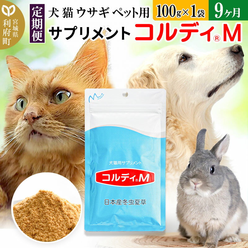 【ふるさと納税】《定期便9ヶ月》犬 猫 ウサギ いつものエサにプラス！ペット用サプリメント(コルディM) 100g×1袋 冬虫夏草 パウダー 粉末 9ヵ月 [犬用 猫用 わんちゃん用 ワンちゃん用 ねこちゃん用 ネコちゃん用 猫ちゃん用 老犬 老猫]