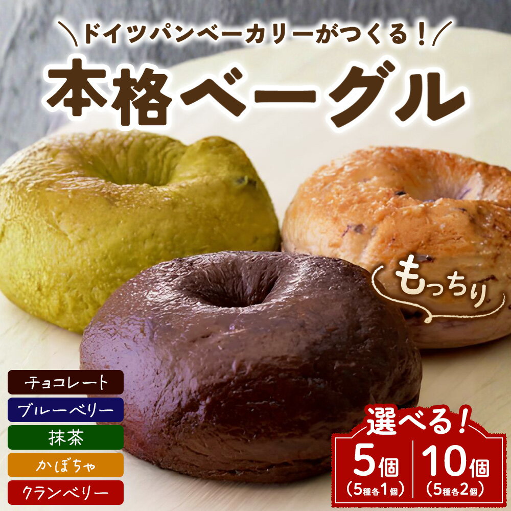 【ふるさと納税】【選べる内容量】ドイツパンベーカリーがつくる 本格ベーグル5種(5個セット/10個セット) | パン 冷凍 保存可 リベイク 詰め合わせ グルメ