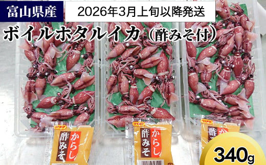 【2025年3月上旬以降発送】富山県産ボイルホタルイカ340g（酢みそ付）【棚辺水産】