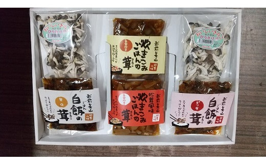 
「乾燥ひらたけ×2+炊き込みごはんの素×2+白飯の茸甘口×1・ピリ辛×1」[A-081004]
