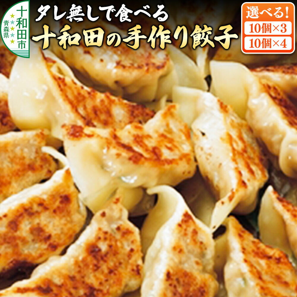 【ふるさと納税】タレ無しで食べる十和田の手作り餃子【選べる内容量：10個入り×3パック／10個入り×4パック】十和田市産プレミアムにんにく使用 [プレミアムにんにく 奥入瀬ガーリックポーク 青森県産 ぎょうざ 惣菜 レトルト]