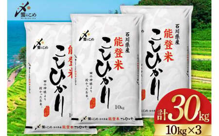 米 令和6年 能登米 こしひかり 精米 10kg ×3袋 計 30kg [中橋商事 石川県 宝達志水町 38601196] お米 白米 ごはん 美味しい コシヒカリ おこめ こめ コメ 30キロ