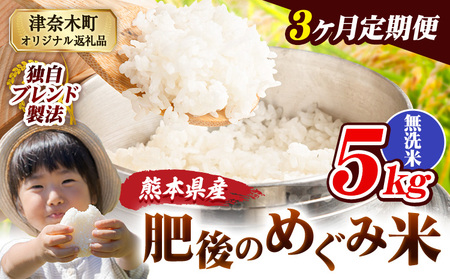 【3ヶ月定期便】熊本県産 無洗米 ブレンド米 肥後のめぐみ米 5kg 熊本県産 ふるさと納税 精米 米 こめ ふるさとのうぜい コメ お米 おこめ《お申込み翌月から出荷》