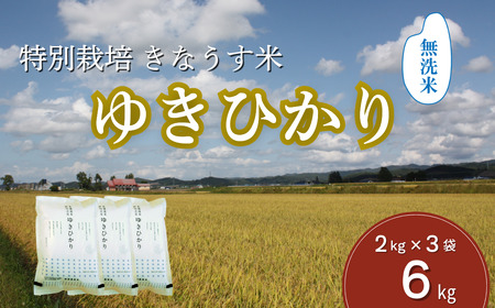特別栽培米ゆきひかり（無洗米）2kg×3袋