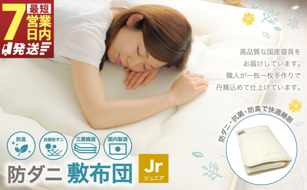 
防ダニ 敷布団 ジュニアサイズ 日本製 布団 ふとん 寝具 睡眠 敷き布団 ジュニア 子供 子ども 静岡 静岡県 菊川市

