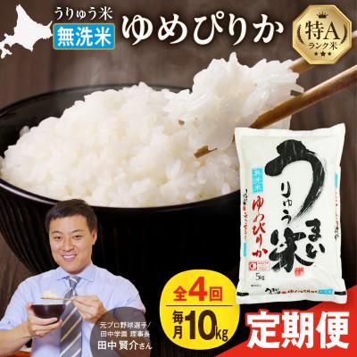 ふるさと納税 雨竜町 【定期便全4回】うりゅう米 ゆめぴりか 無洗米 10kg(5kg×2袋)毎月1回お届け
