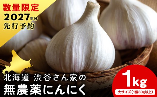 2027年分予約開始！【数量限定】渋谷さん家の★特大★「無農薬 にんにく1kg」
