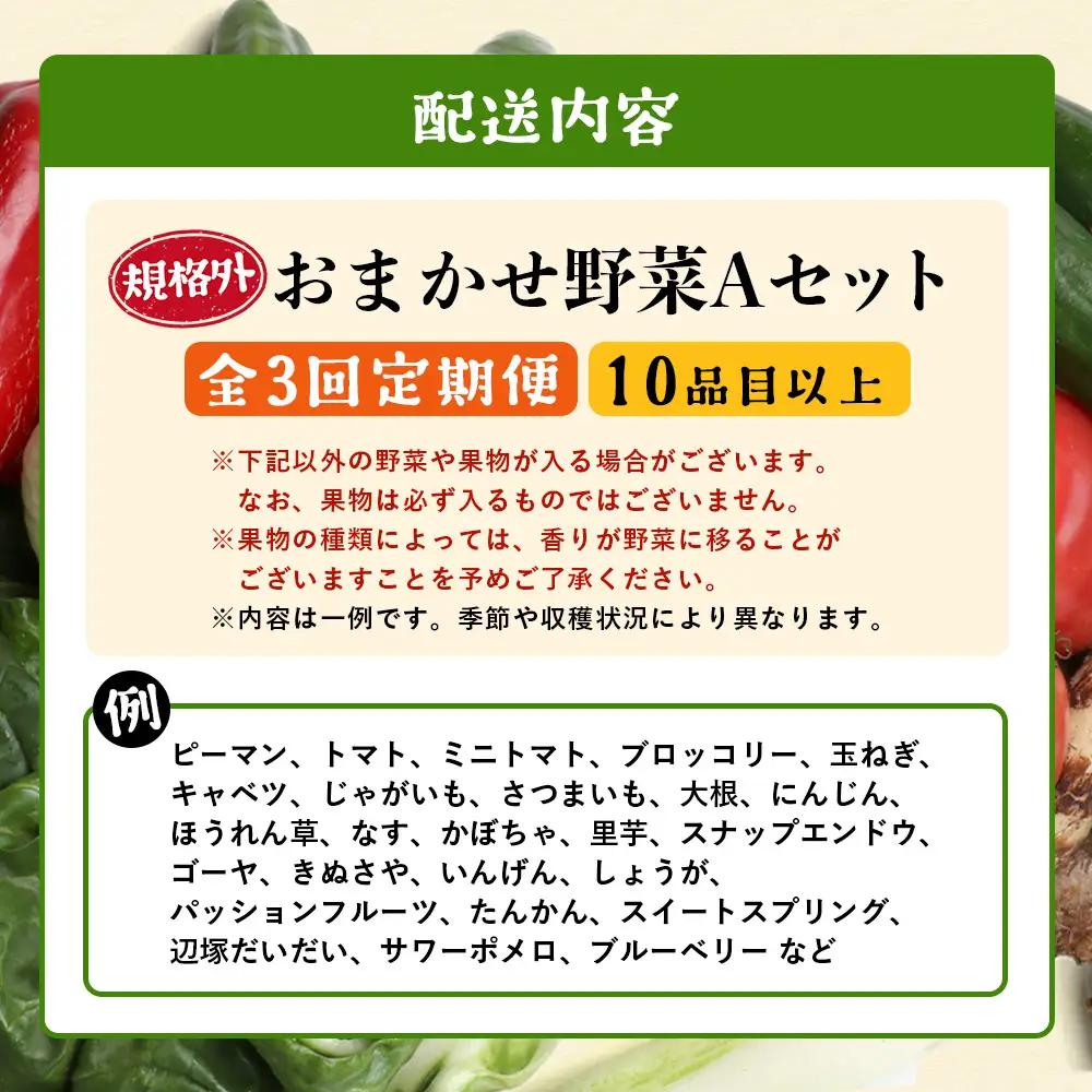 【定期便全3回】【規格外】本土最南端から 旬のおまかせ野菜セットA 10品目以上 NI-4 ｜ 旬 野菜 やさい 果物 くだもの 産地直送 農産物 冷蔵 鹿児島県 南大隅町産 詰合せ おまかせ 家庭用