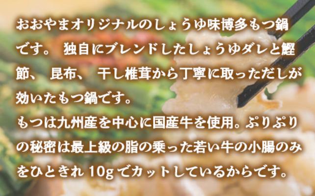 【定期便6ヶ月】博多もつ鍋おおやま　しょうゆ味　3人前　AH021