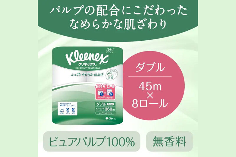 《3ヶ月ごとに4回お届け》定期便 トイレットペーパー クリネックス ダブル 長持ち 8ロール×1P ＆ ティッシュペーパー スコッティ10箱(5箱×2P) 秋田市オリジナル 最短翌日発送 [クリネックス 長持ちロール 日本製紙クレシア ティッシュ スコッティ 定期便 新生活]