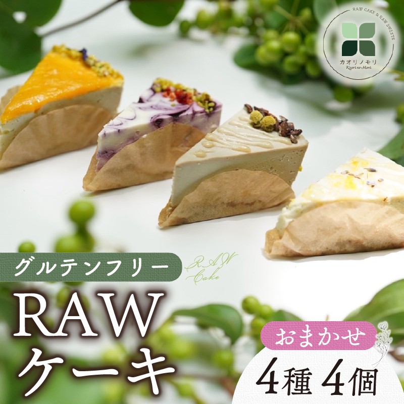 
            RAW ケーキ 4個 グルテンフリー 洋菓子 スイーツ お菓子 おやつ 詰め合わせ 贈答品 ギフト プレゼント ロースイーツ 非加熱 沼津 沼津市 静岡 クリスマス 母の日 父の日
          