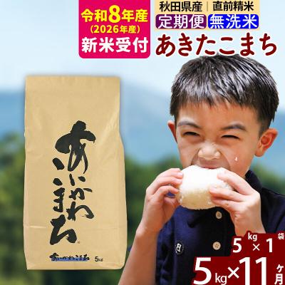 ふるさと納税 北秋田市 R8産 新米受付《定期便11ヶ月》あきたこまち 5kg 無洗米|foap-30311s