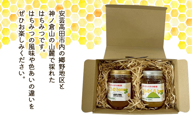 日本ミツバチのはちみつ ごうのhoney×かんのくらhoney 2本セット 国産 はちみつ ハチミツ 蜂蜜 セット 日本ミツバチ 日本蜜蜂 百花蜜