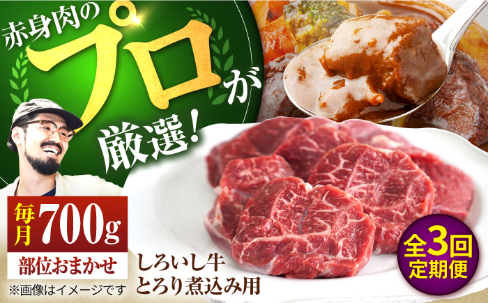 【牧場直送】【3回定期便】佐賀県産しろいし牛 とろり煮込み用 700g【有限会社佐賀セントラル牧場】牛肉 [IAH139]