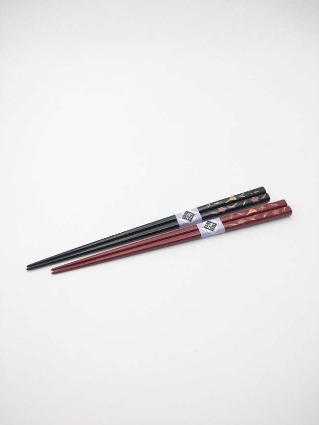 
川連漆器　夫婦箸吹寄せ蒔絵木箱入[H5-5305]
