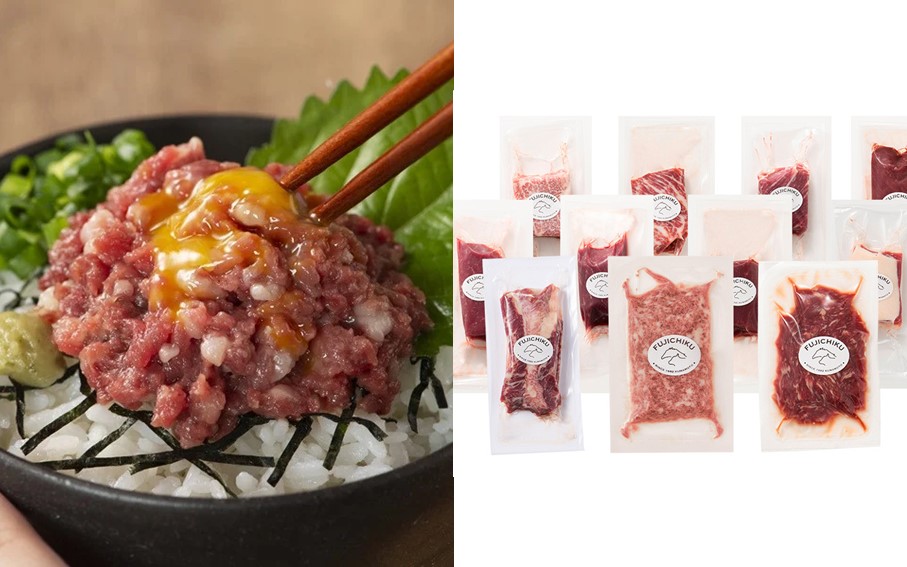 【ふじ馬刺し】 フジチクオリジナル 堪能セット 820g ふじ馬刺し メン 大トロ 中トロ ヒレ シャトーブリアン ロース ランプ 上赤身 フタエゴ バラヒモ ユッケ ネギトロ 霜降り 赤身 熊本 馬