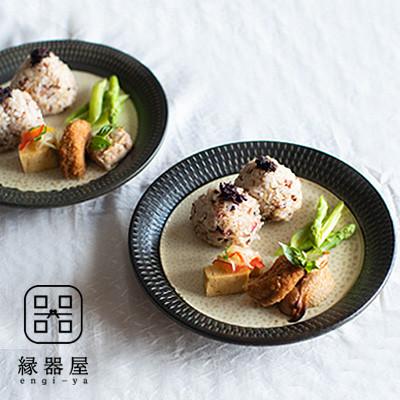 ふるさと納税 東峰村 小石原焼 カネハ窯 飛び鉋プレートセット【特大】(茶マット)