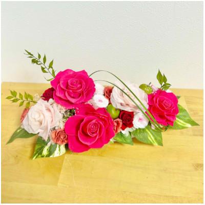 ふるさと納税 三木市 プリザーブドフラワー・幅40cmアレンジ　【ナチュレ　レッドピンク】