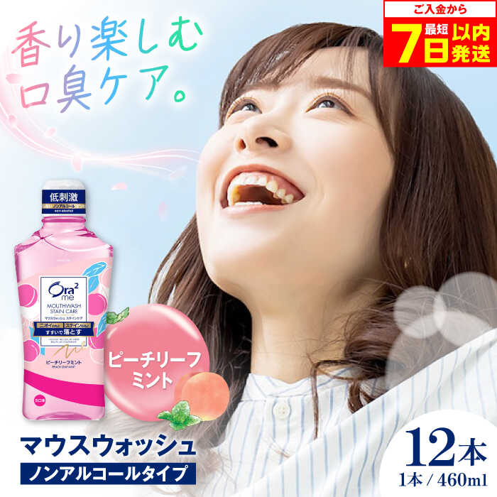 【年内配送】【ふるさと納税】オーラツーミー マウスウォッシュ (ピーチリーフミント) 460ml×12本 ノンアルコールタイプ 歯磨き 歯ブラシ 歯磨き粉 マウスウォッシュ 歯周病 虫歯 口臭 大阪府高槻市/サンスター[AOAD023]