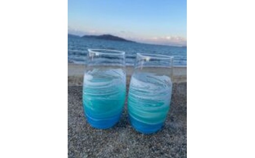 【福岡市】オーシャングラス 1個 420ml【エメラルドグリーン系】