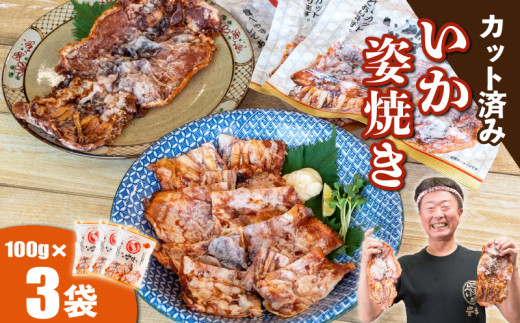 いか姿焼き せんべい 100g×3袋(カット済み) 冷凍