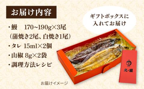 【お中元対象】北ノ屋（竹） うなぎ 計3尾セット （ 蒲焼き 2尾 ＆ 白焼き 1尾 ） 糸島市 / 北ノ屋うなぎ 鰻 ウナギ [ACL002]