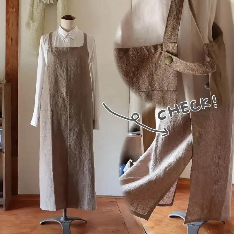 すりっとエプロン・long Fu-ra 【カラー：モカ】エプロン 手作り ハンドメイド 33-009