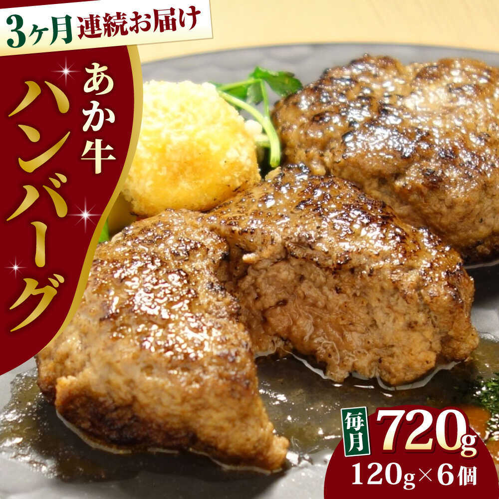 【ふるさと納税】【全3回定期便】あか牛 100％ハンバーグ 約120g×6個【有限会社 三協畜産】[AYCQ083]