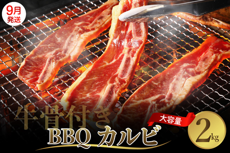 【2025年9月末まで発送】牛骨付きBBQ カルビ 大容量2kg（500g×4袋入） ku008-006-09-r