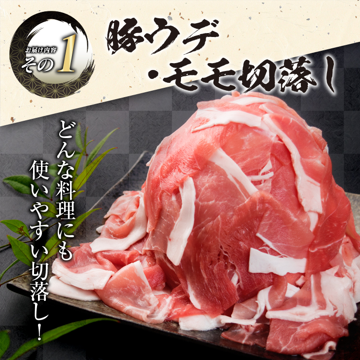 CB108-25_数量限定 豚肉 3種 鶏肉 1種 セット 合計3.54kg ポーク チキン 国産 食品 豚ウデ 豚モモ 切落し 豚ロース 豚バラ スライス 焼肉 人気 おすすめ 日南市 送料無料